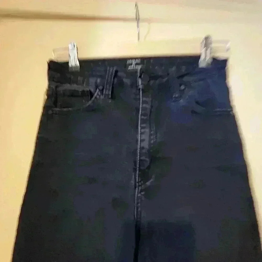 37. Ripped Stretch Black  skinny denim jeans with raw hem  by just black size 27 - Picture 3 of 8